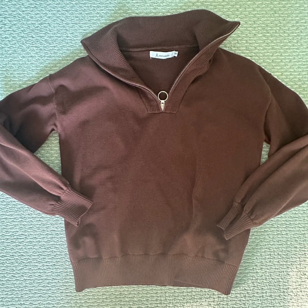 Brown Sweater with Zip Detail